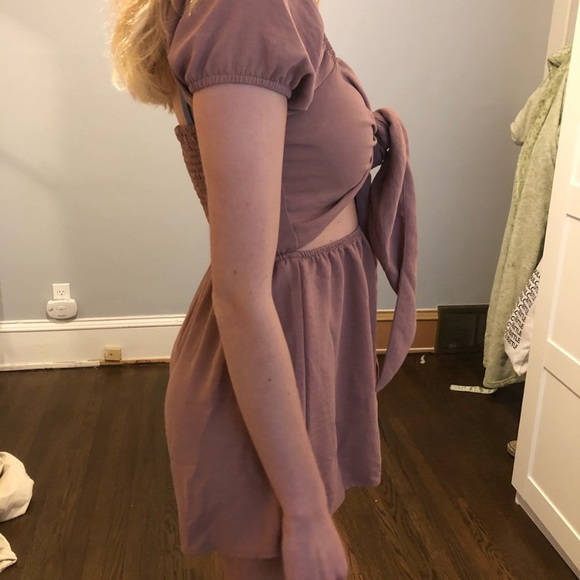 Princess Polly tie front Playsuit Mauve - Picture 3 of 5